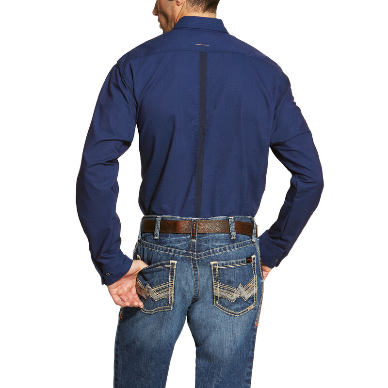 Ariat Work: Rebar Workman Manga Larga Camisa Hombre - Azul Marino (FGYUD3421)